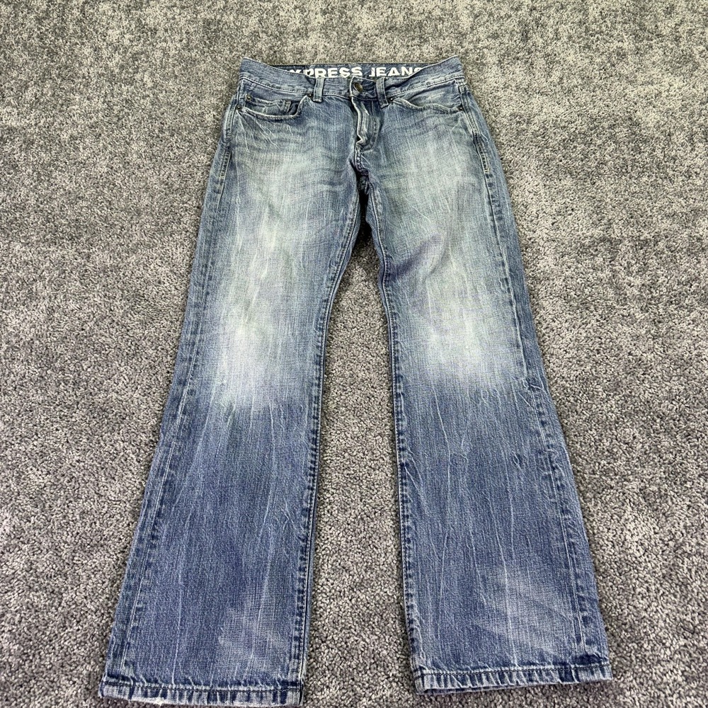 Express Jeans Mens 29x30 Blue Slim Bootcut Medium Wash Denim Logo Casual City